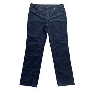 Talbots Corduroy Straight Leg Pants Women's Size‎ 14 Indigo High Rise Cotton